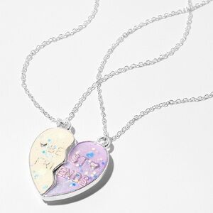 Claire’s Silver-tone Best Friends Split Heart Necklace Set, 2 Pack